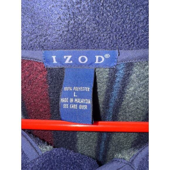 Izod fleece stripped vintage pullover men’s sweatshirt size L - Picture 5 of 9